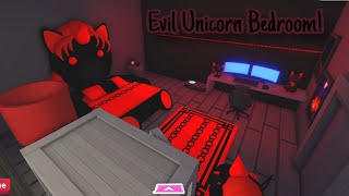 My Evil Unicorn's Bedroom in Adopt Me 🖤🖤❤️ House Tour !!