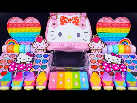 "Kitty" Slime. Mixing Makeup into clear slime! 🌈ASMR🌈 #satisfying #슬라임 (546)