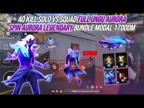 44 KILL SOLO VS SQUAD FULL UNGU AURORA !!! SPIN AURORA LEGENDARY BUNDLE MODAL 1700DM HOKI!?