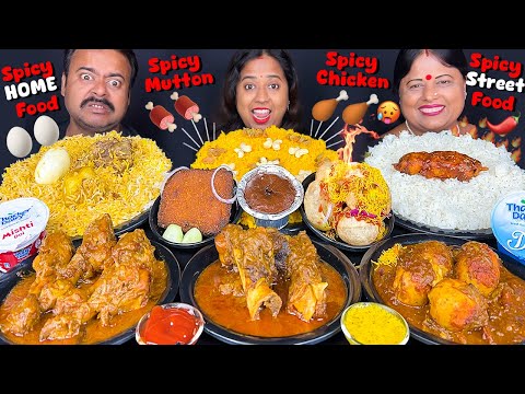 EATING spicy STREET FOOD vs HOME FOOD Challenging Vira Video with Punishment MUTTON, EGG, CHICKEN