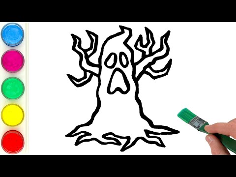 Scary Tree Picture Drawing, Painting, Coloring for Kids and Toddlers