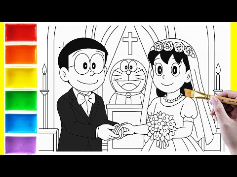 Đám Cưới Nobita Shizuka | Nhạc Thiếu Nhi Vui Nhộn | Tô Màu Nobita Shizuka Doraemon #tomau