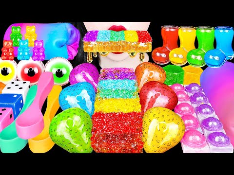 ASMR RAINBOW DESSERTS 신기한 무지개 디저트 RAINBOW DRINKS EYEBALL GUMMY KOHAKUTO HONEYCOMB EATING MUKBANG 먹방