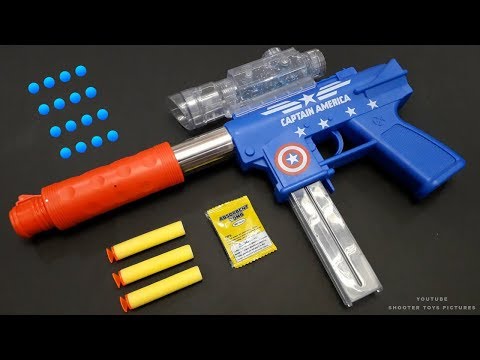 Powerful Gel Ball Bullet Toy Gun - Soft Darts Shooting Pistol Toy | Captain America Mode