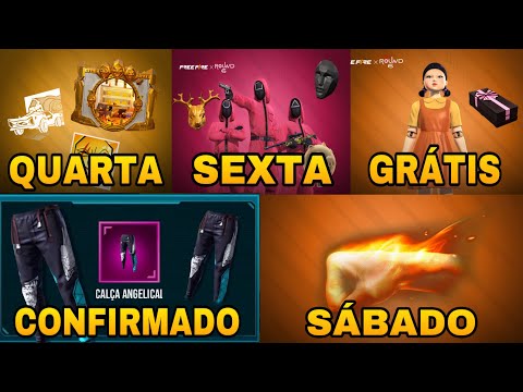 NOVO CALENDÁRIO SEMANAL FREE FIRE ! ANGELICAL AZUL DE VOLTA, NOVOS EVENTOS, PARCERIA ROUND 6 !