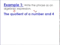 Translating Verbal to Algebraic Expressions