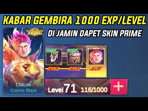 KABAR GEMBIRA ! DI JAMIN DAPAT SKIN PRIME CLAUDE HANYA 1000 EXP/LEVEL TERNYATA MOBILE LEGENDS