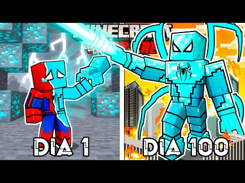 🟥SOBREVIVÍ 100 DÍAS como SPIDERMAN de DIAMANTE en Minecraft HARDCORE!
