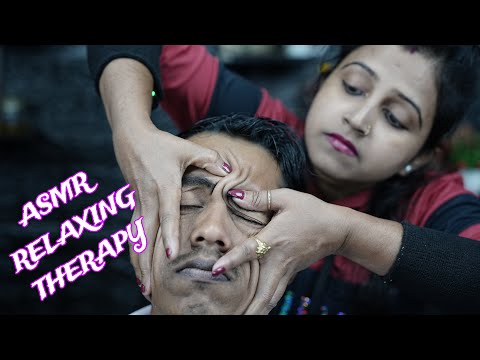 ASMR Indian Relaxing Head Massage Therapy By Lady Barber Chaitali | Little Little Forehead Tapping