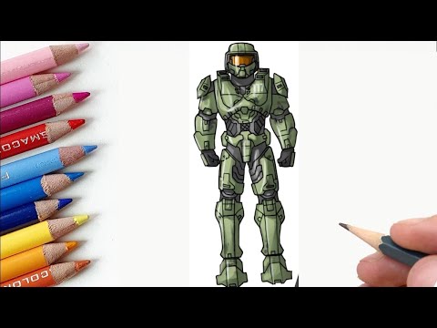 HOW TO DRAW *NEW* MASTER CHIEF from HALO & FORTNITE...