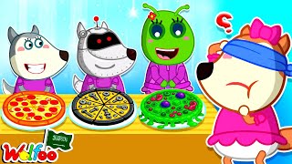 تحدي البيتزا معصوب العينين! 🍕 هل تستطيع Lucy العثور على والدتها الحقيقية؟ @wolfooinarabic