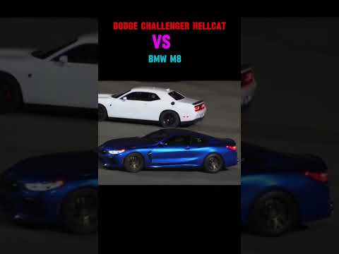 Dodge Challenger Hellcat vs blue BMW M8 || bmw vs dodge || #hellcat #bmwm8 #bmw