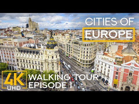 Walking Tours in European Cities in 4K HDR - Episode 1 | Famous Attractions & City Sounds of Madrid