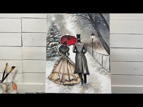 How To Paint A Victorian Christmas Scene - ACRYLIC TUTORIAL