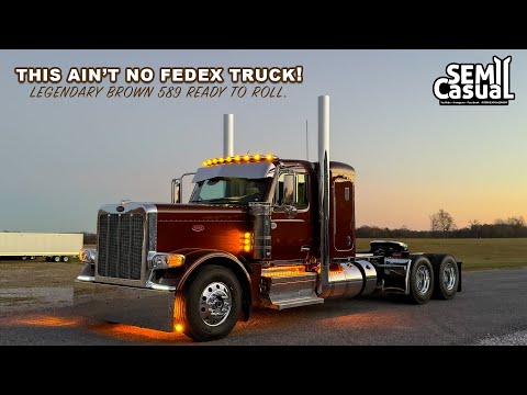 Legendary Brown Peterbilt 589 standing tall