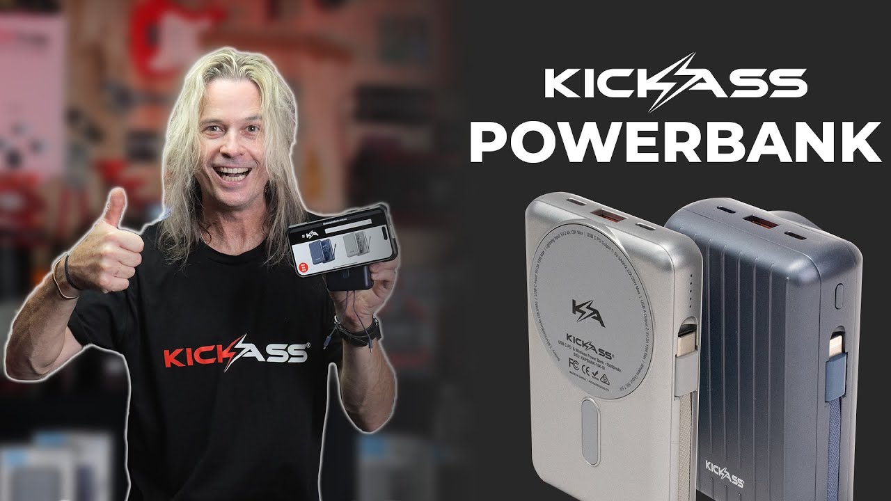 Watch Video of KickAss USB C-PD Wireless Power Bank 10000mAh - Blue
