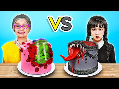 Granny vs Wednesday Pasta Süsleme Yarışması! Muhteşem Korkutucu Yiyecekler! YENİ 123 GO!