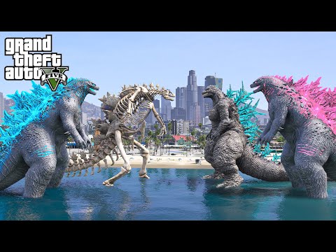 Team Godzilla 2021 vs Team Godzilla 2024 - The New Battle ( GTA V Mods )