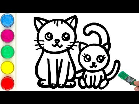 Cats Picture Drawing, Painting, Coloring for Kids and Toddlers | Learn Animals and Colors