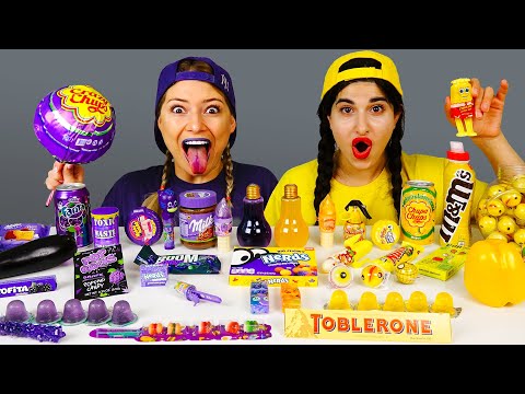 Yello Food vs Purple Food Challenge 레드 그린 푸드 챌린지 Mukbang by MIU Compilation