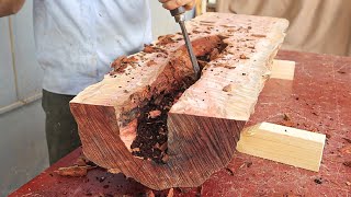 From A Rotten Tree Stump To A Wonderful Outdoor Table - Ingenious Solid Wood Processing By Carpenter