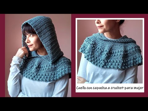 Capelina/Cuello con capucha a crochet ¡SÚPER FÁCIL y paso a paso!!