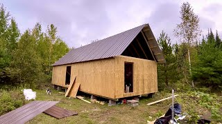 Building A Simple Affordable Off Grid Cabin: Roof Rafters And Metal 