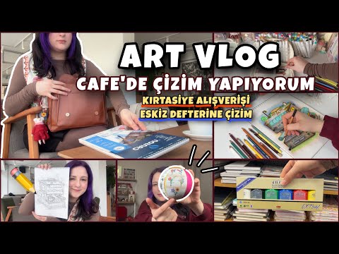 ART VLOG | CAFE'DE ÇİZİM YAPIYORUM☕️KIRTASİYE ALIŞVERİŞİ | Benimle Bir Gün 🍃