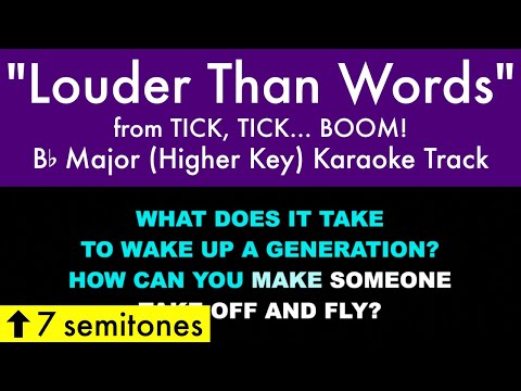 “Louder Than Words” (Higher Key) from tick, tick… BOOM! (Bb Major) – Karaoke Track with Lyrics