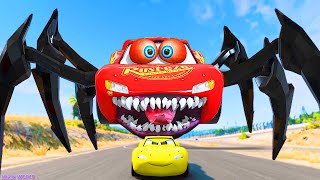 Escape From Lightning McQueen Eater Scary Spider | McQueen VS McQueen Eater Spider | BeamNG.Drive