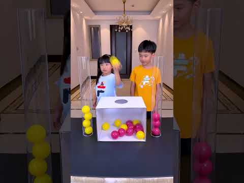 Little boy vs. little girl, who will win the ball-touching challenge? #Shorts #Funnyfamily #Partygam