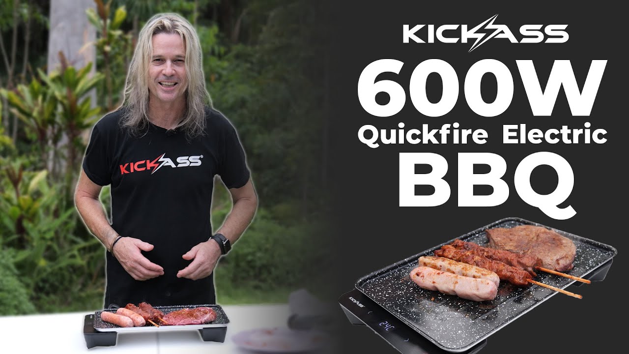 Watch Video of KickAss Quickfire Portable 600W Electric BBQ