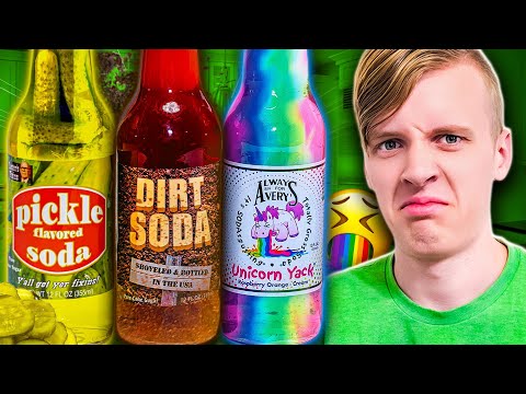 Tasting the Grossest Sodas EVER! Last to Leave Challenge 🍹