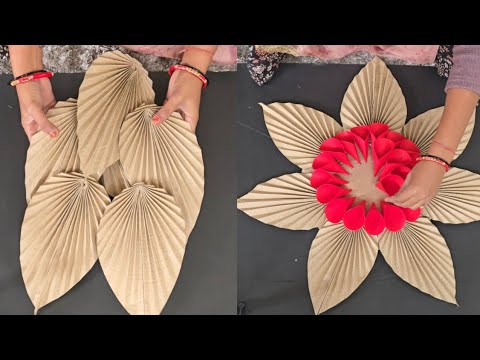 Amazing Home Decoration craft ideas | Waste cardboard using flower wall decor | DIY Room decor craft