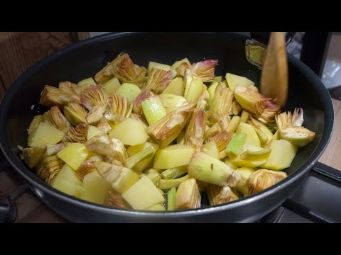 CARCIOFI E PATATE in padella senza buttare via gli scarti