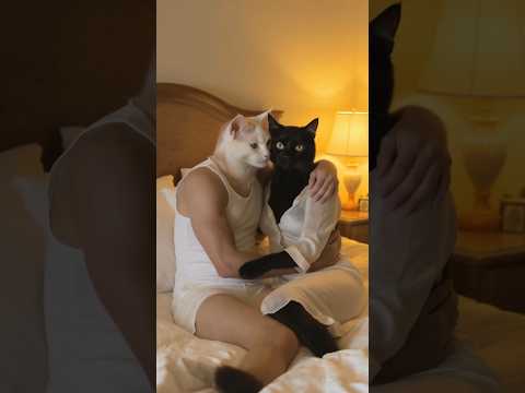 القطة مياو ظلمت الابن اليتيم 😭 وحرمتُه من أخوه، والاب ماكانش مصدّقه ولا سامع له 😔." #cat #funny#ai
