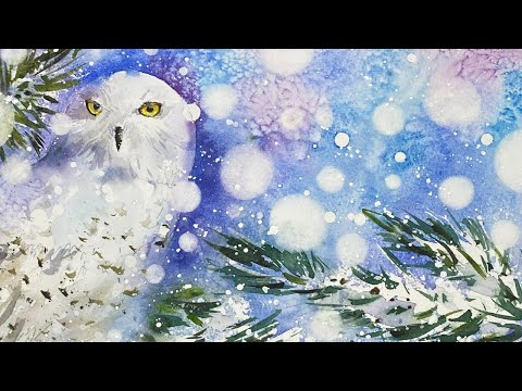 Create A Stunning Watercolour Festive Bokeh Background With Snowy Owl Tutorial