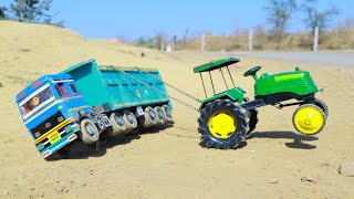 Volvo Dumper Truck Accident Heavy Loading Pulling Out Mahindra Tractor 575 Di ? gadi Cartoon Video
