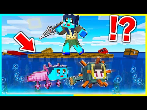 ママにバレずに海にいるモブの力を使ってチート逃走中🔥【まいくら / マインクラフト】