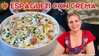 Espagueti con Jamón y Crema | Espagueti Blanco receta Mexicana