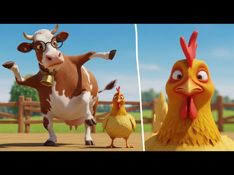 Funny Cow Dance And Chicken Song - Funny Cow and Chicken Videos Together