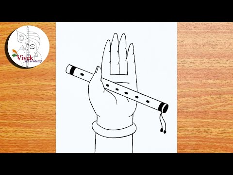 Krishna holding Flute Beautiful Drawing | Easy Drawing | Krishna Sketch