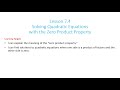 Solving Quadratic Equations Using the Zero Product Property