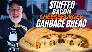Bacon Cheeseburger Garbage Bread on the BBQ
