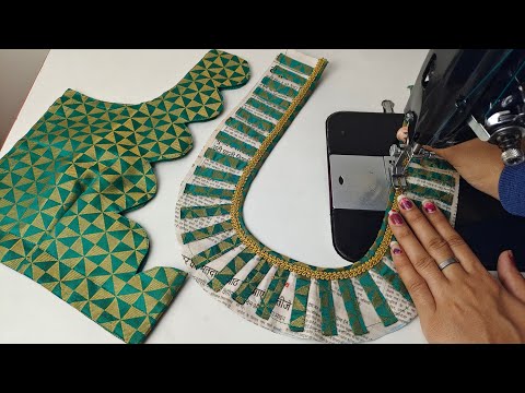 Simple and beautiful blouse design cutting and stitching | Back neck blouse design cutting/stitching