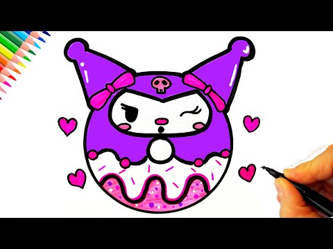 Kuromi Donut Çizimi - Kolay Kuromi Çizimi - How To Draw Kuromi Donut Easy   - Kuromi Çizimleri Kolay