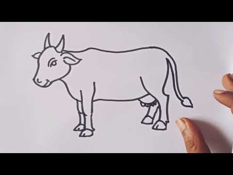 How to draw Cow 🐄/Cow outline drawing easy step by step / Animal drawing