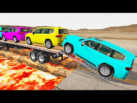 Flatbed Truck Mcqueen | Transportation with Truck - Pothole vs Car #2 - BeamNG.Drive