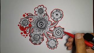 menggambar doodle atau vignette art, judul "bunga luka"  #art #doodle #drawing #vignette