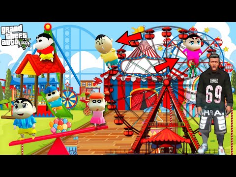 GTA 5 : Franklin Going To AMUSEMENT PARK in VACATION with Shinchan & Pinchan in GTA 5 ! JSS GAMER